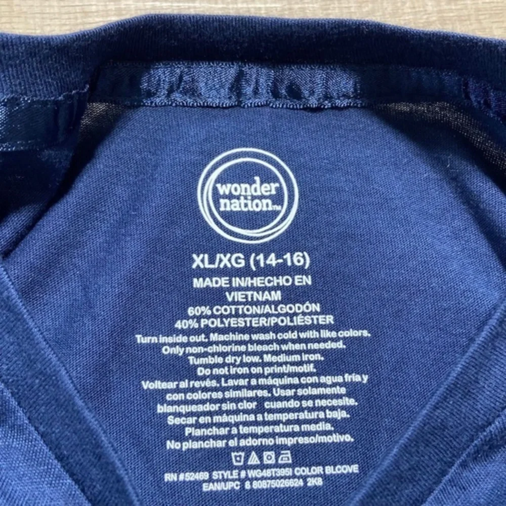 Wonder Nation Oh What Fun‎ Long Sleeve Tee Girls Size 14/16 XL Navy Blue